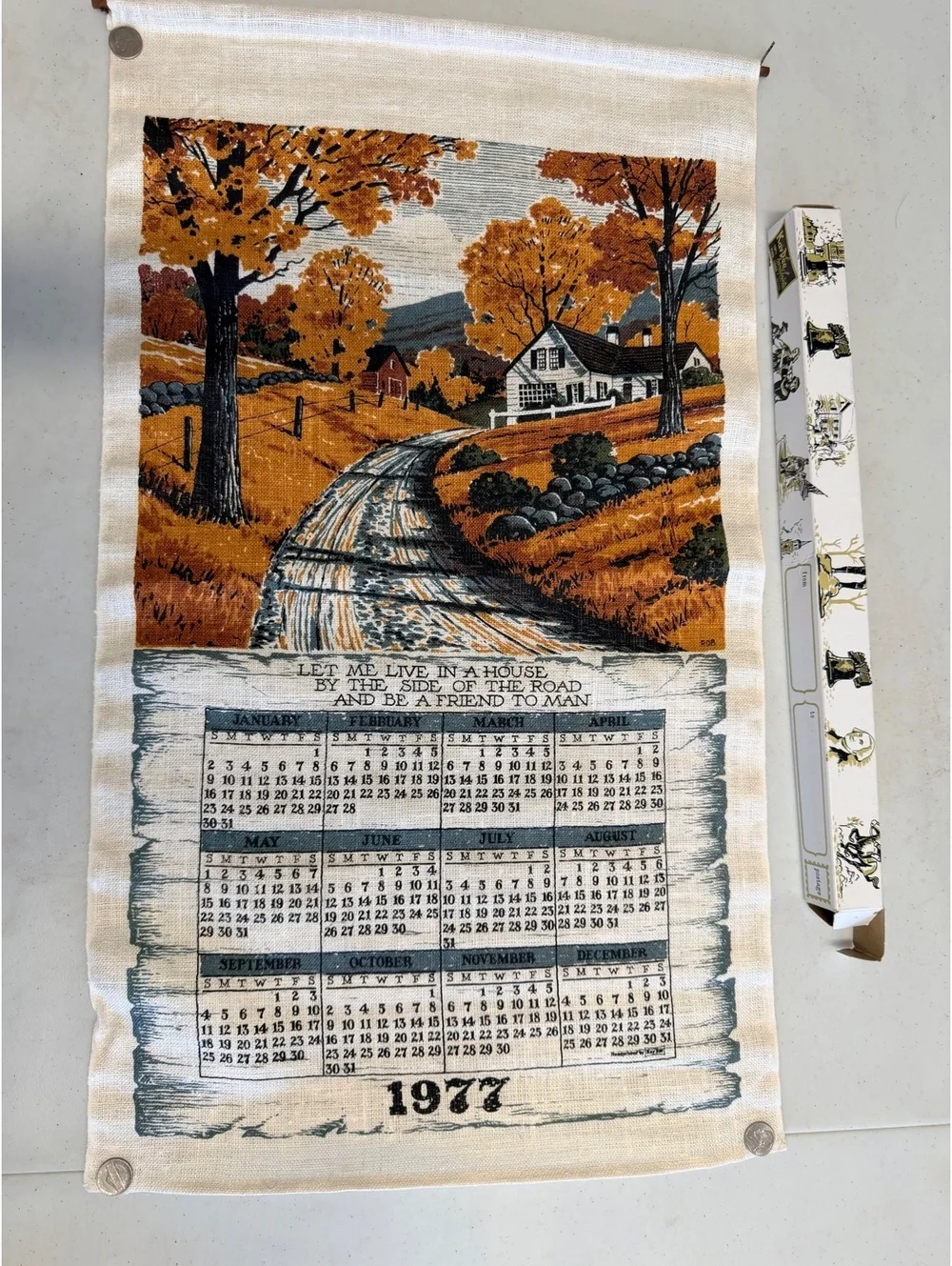 Vintage 1970s Hallmark Fabric Calendars - Set of 10